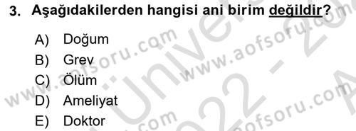 Tıbbi İstatistik Dersi Ara Sınavı Deneme Sınav Soruları 3. Soru