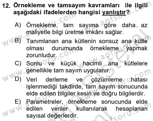 Tıbbi İstatistik Dersi 2022 - 2023 Yılı (Final) Dönem Sonu Sınav Soruları 12. Soru