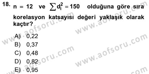 Tıbbi İstatistik Dersi 2022 - 2023 Yılı (Final) Dönem Sonu Sınav Soruları 18. Soru