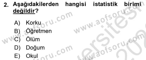Tıbbi İstatistik Dersi 2022 - 2023 Yılı (Final) Dönem Sonu Sınav Soruları 2. Soru