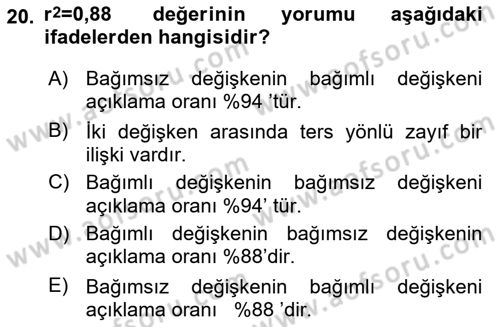 Tıbbi İstatistik Dersi 2022 - 2023 Yılı (Final) Dönem Sonu Sınav Soruları 20. Soru