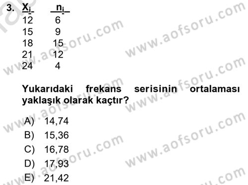 Tıbbi İstatistik Dersi 2022 - 2023 Yılı (Final) Dönem Sonu Sınav Soruları 3. Soru