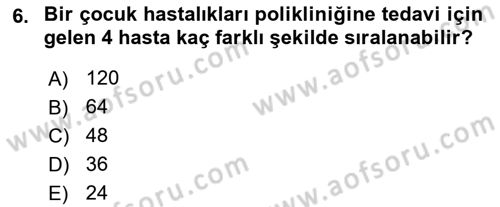 Tıbbi İstatistik Dersi 2022 - 2023 Yılı (Final) Dönem Sonu Sınav Soruları 6. Soru