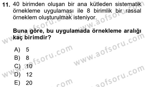 Tıbbi İstatistik Dersi 2023 - 2024 Yılı (Final) Dönem Sonu Sınav Soruları 11. Soru