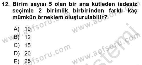 Tıbbi İstatistik Dersi 2023 - 2024 Yılı (Final) Dönem Sonu Sınav Soruları 12. Soru