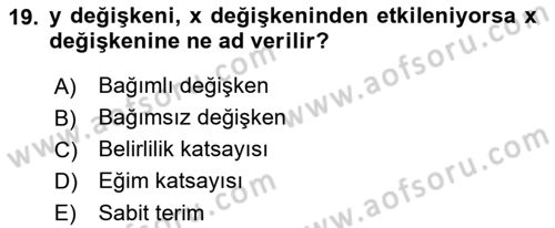 Tıbbi İstatistik Dersi 2023 - 2024 Yılı (Final) Dönem Sonu Sınav Soruları 19. Soru