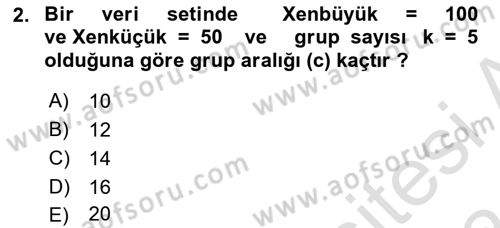 Tıbbi İstatistik Dersi 2023 - 2024 Yılı (Final) Dönem Sonu Sınav Soruları 2. Soru