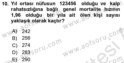 Tıbbi İstatistik Dersi 2024 - 2025 Yılı Yaz Okulu Sınav Soruları 10. Soru