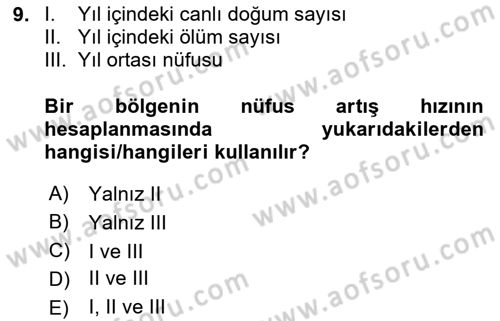 Tıbbi İstatistik Dersi 2024 - 2025 Yılı Yaz Okulu Sınav Soruları 9. Soru