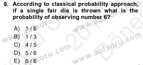 Statistics 1 Dersi 2018 - 2019 Yılı (Final) Dönem Sonu Sınav Soruları 9. Soru