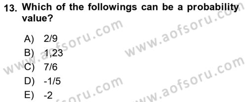 Statistics 1 Dersi 2018 - 2019 Yılı Yaz Okulu Sınav Soruları 13. Soru