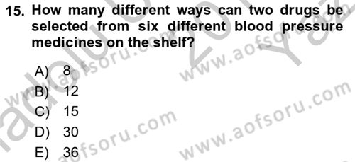 Statistics 1 Dersi 2018 - 2019 Yılı Yaz Okulu Sınav Soruları 15. Soru