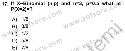 Statistics 1 Dersi 2018 - 2019 Yılı Yaz Okulu Sınav Soruları 17. Soru