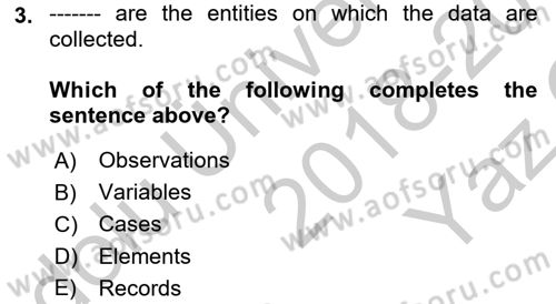 Statistics 1 Dersi 2018 - 2019 Yılı Yaz Okulu Sınav Soruları 3. Soru