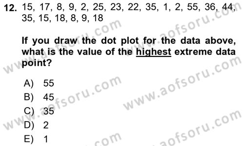Statistics 1 Dersi 2019 - 2020 Yılı (Vize) Ara Sınavı 12. Soru