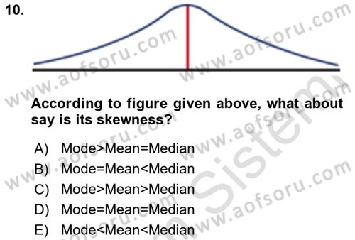 Statistics 1 Dersi 2019 - 2020 Yılı (Final) Dönem Sonu Sınav Soruları 10. Soru