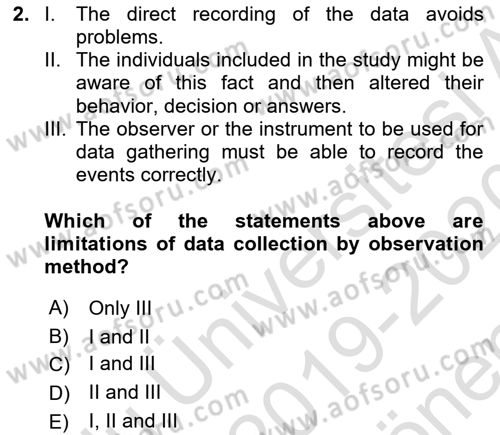 Statistics 1 Dersi 2019 - 2020 Yılı (Final) Dönem Sonu Sınav Soruları 2. Soru