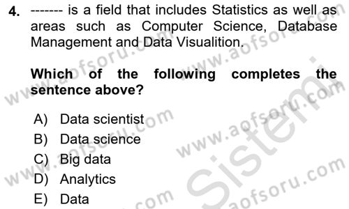 Statistics 1 Dersi 2019 - 2020 Yılı (Final) Dönem Sonu Sınav Soruları 4. Soru