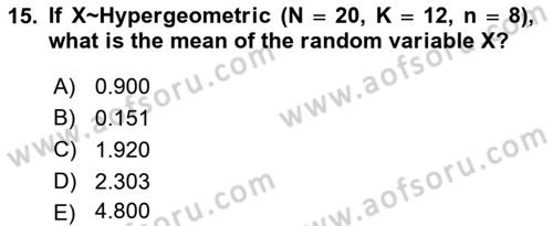 Statistics 1 Dersi 2021 - 2022 Yılı (Final) Dönem Sonu Sınav Soruları 15. Soru