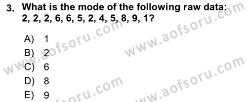 Statistics 1 Dersi 2021 - 2022 Yılı (Final) Dönem Sonu Sınav Soruları 3. Soru