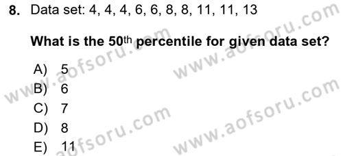 Statistics 1 Dersi 2021 - 2022 Yılı (Final) Dönem Sonu Sınavı 8. Soru