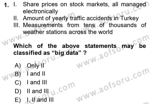 Statistics 1 Dersi 2021 - 2022 Yılı Yaz Okulu Sınav Soruları 1. Soru