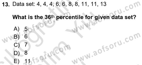 Statistics 1 Dersi 2021 - 2022 Yılı Yaz Okulu Sınav Soruları 13. Soru