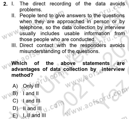 Statistics 1 Dersi 2021 - 2022 Yılı Yaz Okulu Sınav Soruları 2. Soru