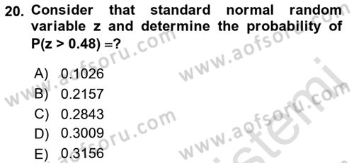 Statistics 1 Dersi 2021 - 2022 Yılı Yaz Okulu Sınav Soruları 20. Soru