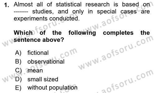 Statistics 1 Dersi Ara Sınavı Deneme Sınav Soruları 1. Soru
