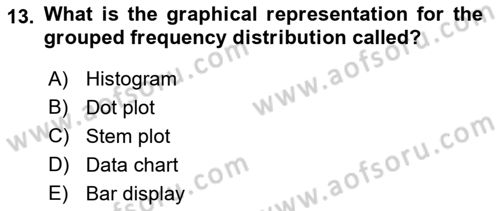Statistics 1 Dersi Ara Sınavı Deneme Sınav Soruları 13. Soru
