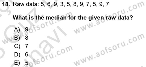 Statistics 1 Dersi Ara Sınavı Deneme Sınav Soruları 18. Soru