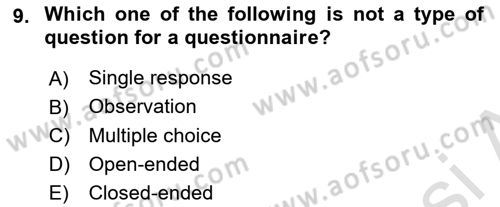 Statistics 1 Dersi Ara Sınavı Deneme Sınav Soruları 9. Soru