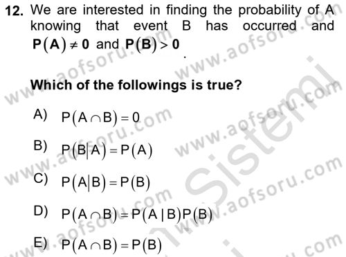 Statistics 1 Dersi 2022 - 2023 Yılı (Final) Dönem Sonu Sınav Soruları 12. Soru