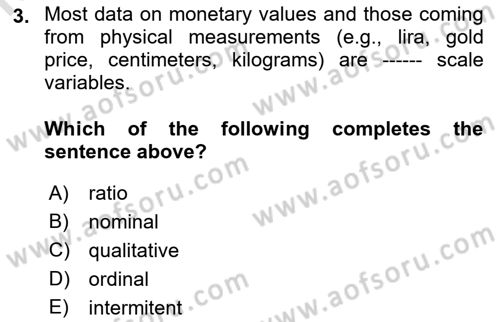 Statistics 1 Dersi 2022 - 2023 Yılı (Final) Dönem Sonu Sınav Soruları 3. Soru