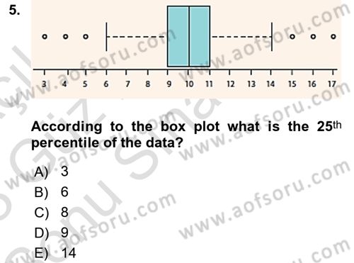 Statistics 1 Dersi 2022 - 2023 Yılı (Final) Dönem Sonu Sınav Soruları 5. Soru