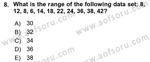 Statistics 1 Dersi 2022 - 2023 Yılı (Final) Dönem Sonu Sınavı 8. Soru