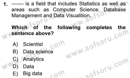 Statistics 1 Dersi 2022 - 2023 Yılı Yaz Okulu Sınav Soruları 1. Soru