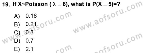 Statistics 1 Dersi 2022 - 2023 Yılı Yaz Okulu Sınav Soruları 19. Soru