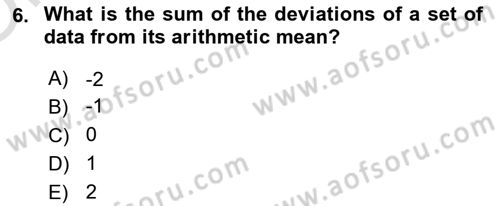 Statistics 1 Dersi 2022 - 2023 Yılı Yaz Okulu Sınav Soruları 6. Soru