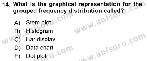 Statistics 1 Dersi 2023 - 2024 Yılı (Vize) Ara Sınav Soruları 14. Soru