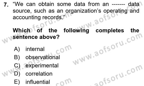 Statistics 1 Dersi Ara Sınavı Deneme Sınav Soruları 7. Soru