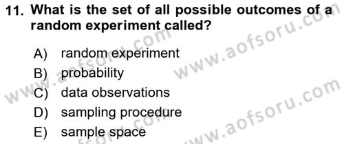 Statistics 1 Dersi 2023 - 2024 Yılı (Final) Dönem Sonu Sınav Soruları 11. Soru