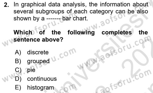 Statistics 1 Dersi 2023 - 2024 Yılı (Final) Dönem Sonu Sınav Soruları 2. Soru