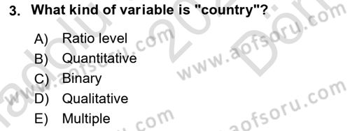 Statistics 1 Dersi 2023 - 2024 Yılı (Final) Dönem Sonu Sınav Soruları 3. Soru