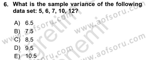 Statistics 1 Dersi 2023 - 2024 Yılı (Final) Dönem Sonu Sınav Soruları 6. Soru