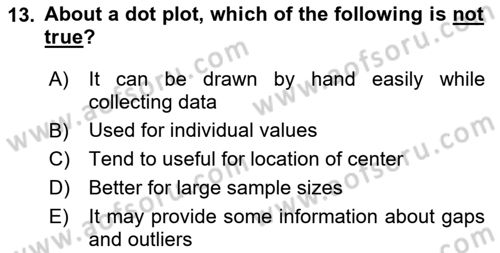 Statistics 1 Dersi 2024 - 2025 Yılı (Vize) Ara Sınav Soruları 13. Soru