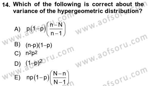 Statistics 1 Dersi 2024 - 2025 Yılı (Final) Dönem Sonu Sınav Soruları 14. Soru