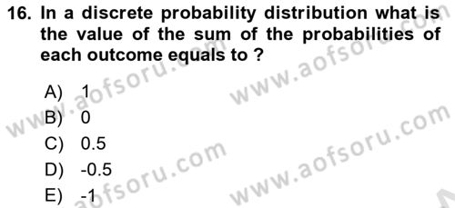 Statistics 1 Dersi 2024 - 2025 Yılı (Final) Dönem Sonu Sınav Soruları 16. Soru