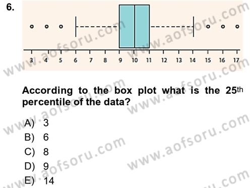 Statistics 1 Dersi 2024 - 2025 Yılı (Final) Dönem Sonu Sınav Soruları 6. Soru